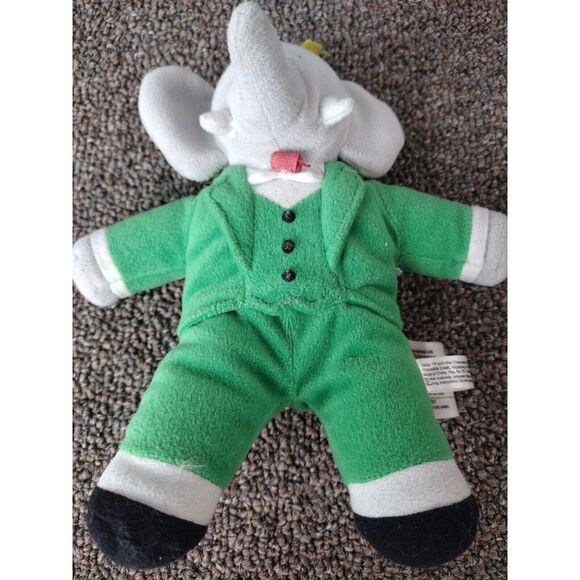 Vintage Nelvana Babar the Elephant Stuffed Toy Green Suit and Crown 9" PELLETS - Picture 3 of 5